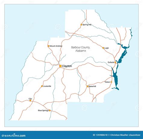 Large Map Of Barbour County In Alabama Stock Vector Illustration Of