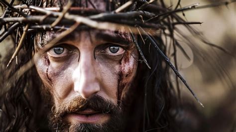 Premium Photo Jesus Christ Portrait With Crown Of Thorns