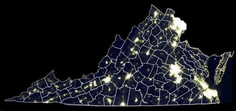 Dark Virginia Sky: Satellite Map of Virginia Light Pollution