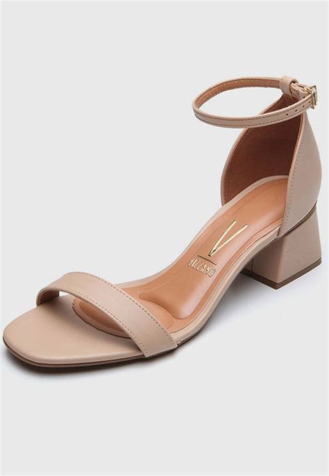 Sandália Vizzano Salto Grosso Nude Compre Agora Dafiti Brasil