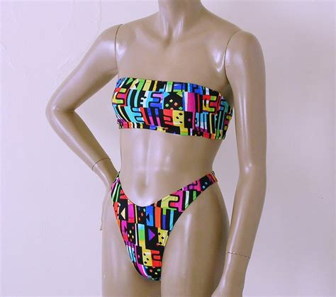 S S Thong Bikini Bottom And Strapless Bandeau Top In Jazz Etsy