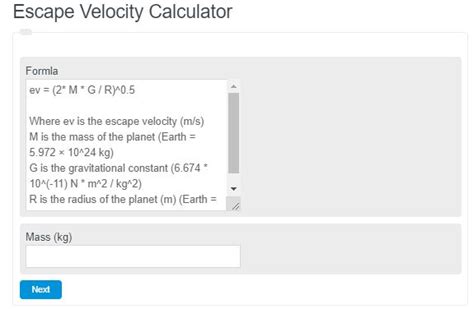 Escape Velocity Calculator - Calculator Academy