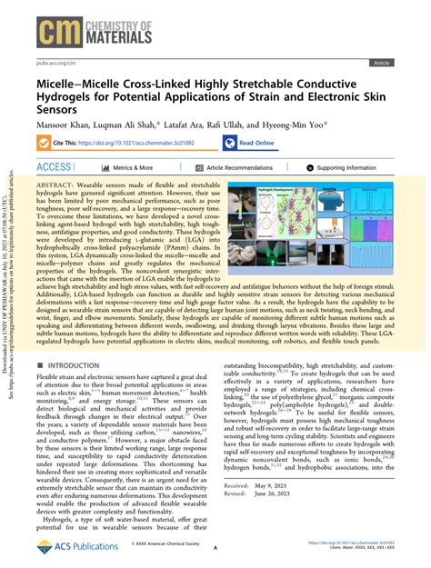 PDF MicelleMicelle Cross Linked Highly Stretchable Conductive