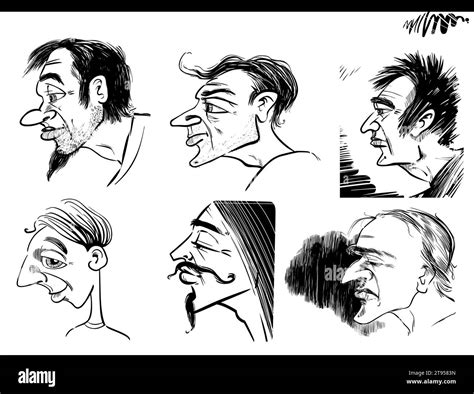 Black And White Sketch Cartoon Illustration Of People Characters