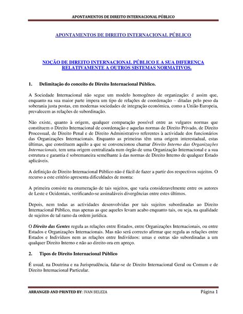 Apontamentos DE Direito Internacional PÚ Blico APONTAMENTOS DE