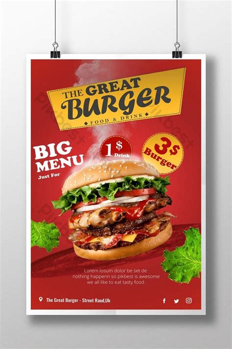 Awesome Hot Burger Food Poster Psd Psd Free Download Pikbest