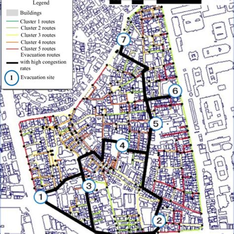 Evacuation routes between each evacuation site (nighttime evacuation ...