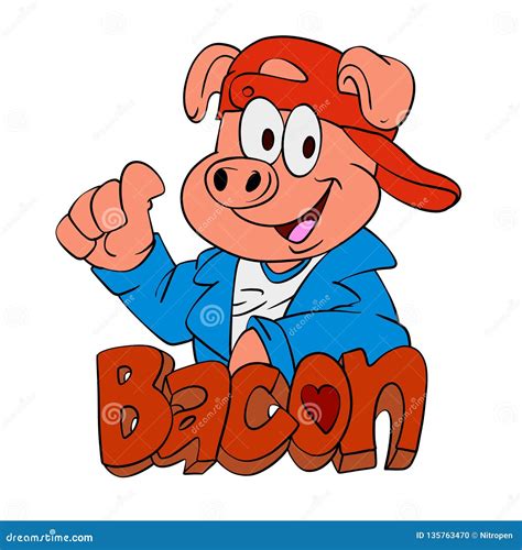 Pig Eating Bacon Cartoon - loklok109