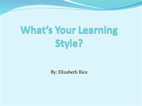 Whats Your Learning Style Ppt