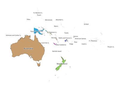 Oceania labeled map | Labeled Maps