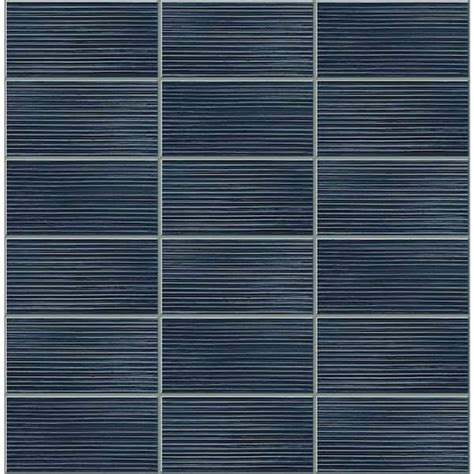 Lillian August Sq Ft Luxe Haven Denim Blue Rib Tile Vinyl Peel