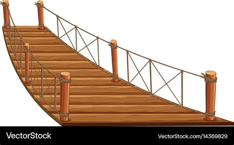 Wooden bridge with rope attached Royalty Free Vector Image