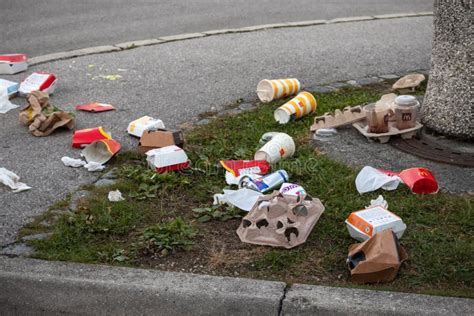 Trash And Garbage At Mcdonald S Restaurant Editorial Photography