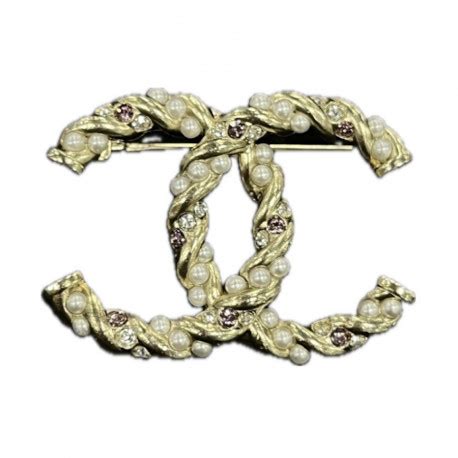 Broche perles Chanel strass rose occasion certifiée authentique