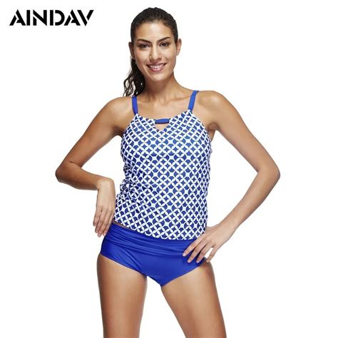 Brands Tankini 2 Piece Swimsuits Swimwear Women With Geomatric Print