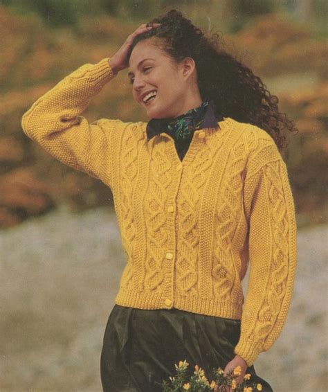 Womens Aran Cardigan Knitting Pattern Pdf Ladies 28 30 32 34 36 And 38 Inch Bust Vintage