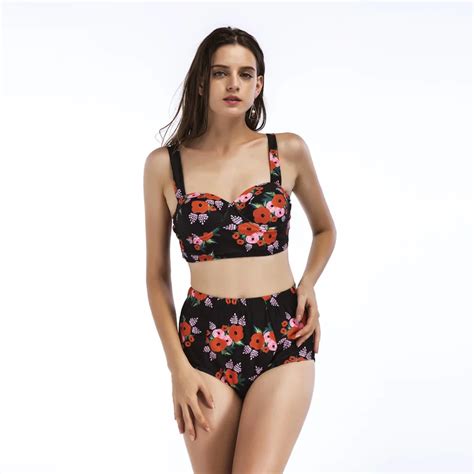 NATURE ARMOUR Bikini 2018 Sexy High Waist Floral Swimsuit Women Push Up