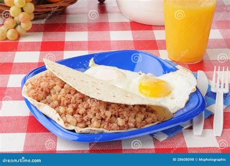 Breakfast Burrito with Corned Beef Hash Stock Photo - Image of meal, meat: 28608098