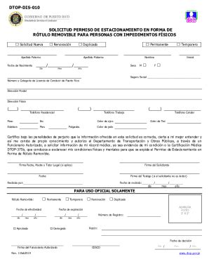 2019 2025 Form PR DTOP DIS 010 Fill Online Printable Fillable Blank