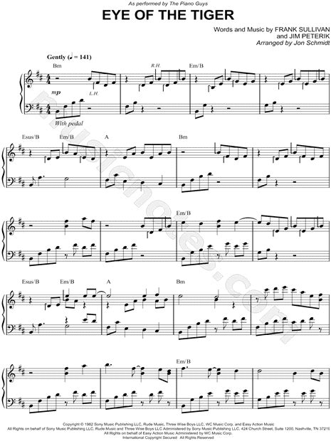 The Piano Guys Eye Of The Tiger Sheet Music Piano Solo In B Minor