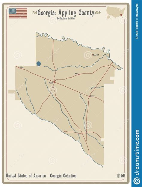 Map of Appling County in Georgia Stock Vector - Illustration of road ...