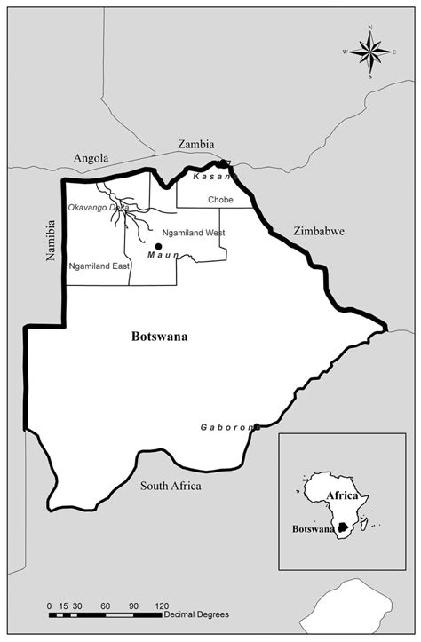 Printable Botswana Map Printablelib