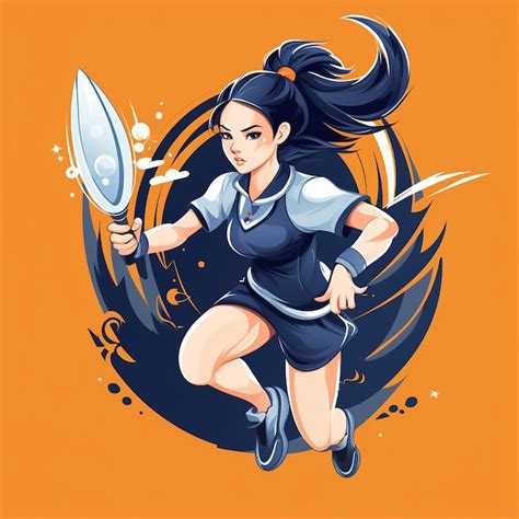 Premium Vector | Anime badminton player in action flat logo