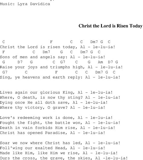 Christ the Lord is Risen Today - Christian Gospel Song Lyrics and Chords