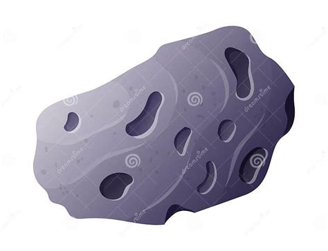 Cartoon Flying Space Asteroid With Craters And Bumps Vector Isolated Stone Stock Vector