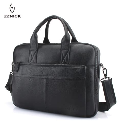 Zznick Malet N De Piel Aut Ntica Para Hombre Bolso Para Ordenador