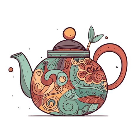 Teapot Clipart An Illustration Of A Teapot Decorated With Color Cartoon