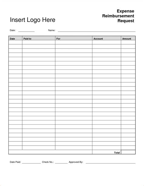 Reimbursement Form Fillable Pdf Printable Forms Free Online