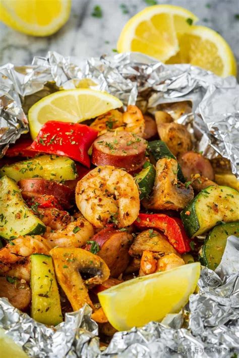 Cajun Shrimp And Sausage Foil Packets Bake Eat Repeat