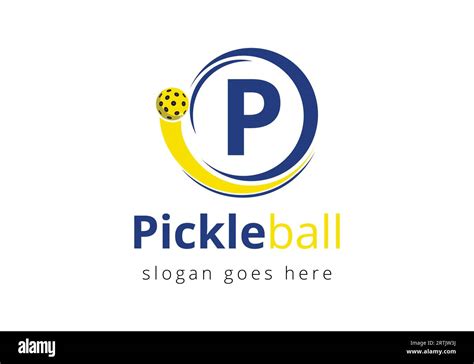 Initial P Letter Alphabet With Pickleball Logo Concept With Moving