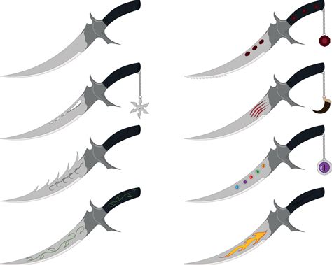 Cold Cutting Weapon Game Asset Various Styles Dagger Collection Vector