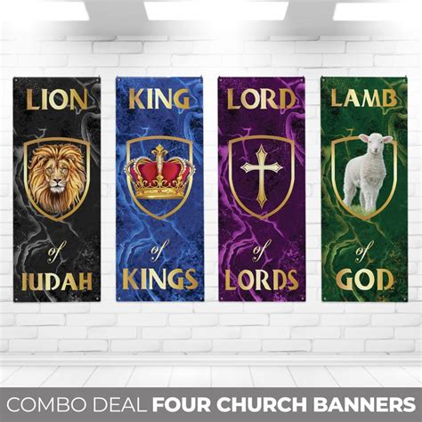 Set Of 4 Church Banners Sanctuary Banners Mission Worship Church