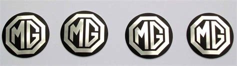 Set Of 4 Mgb Rostyle Wheel Centre Silver And Black Metal Badges Mg Part Ahh9268 Ebay