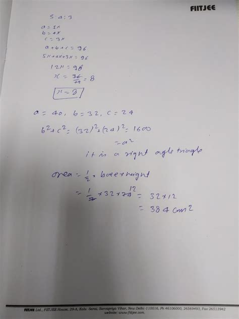 8 The Length Of Sides Of A Triangle Are In The Ratio 5 4 3