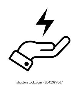 Hand Holding Thunderbolt Flash Icon Vector Stock Vector Royalty Free