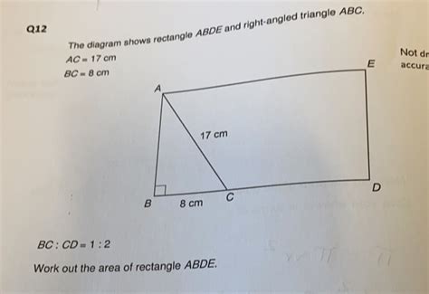 Solved Q12 The Diagram Shows Rectangle ABDE And Right Angled Triangle