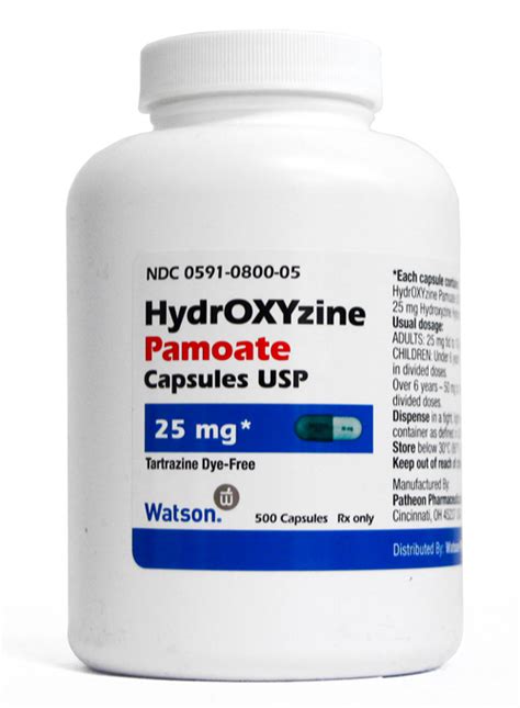 Hydroxyzine Pamoate 25mg PER CAPSULE