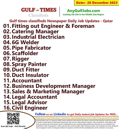 Gulf Times Classifieds Job Vacancies Qatar 28 December 2023 2024