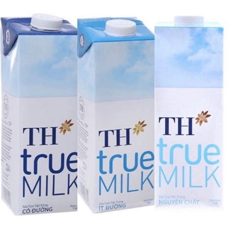 Sữa tươi tiệt trùng TH true Milk 1 lít có đường không đường ít đường