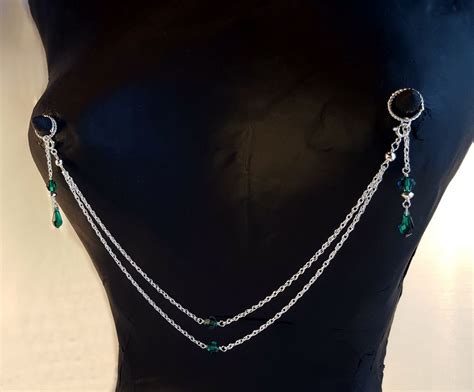 Wow Sexy Nipple Chains NO PIERCE Nipple Rings And Dangles Sterling Silver Crystal Beads Mature