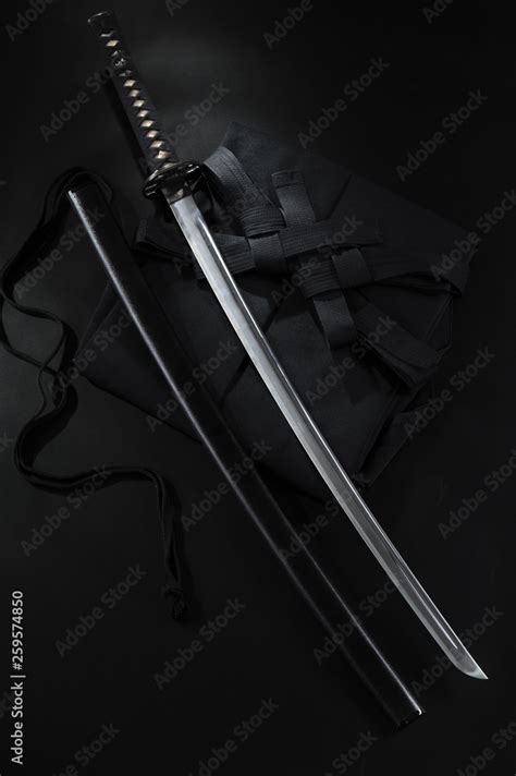 Japanese katana samurai sword. Aikido hakama, martial arts uniform ...