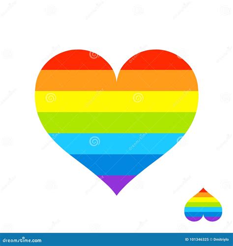 Rainbow Heart With Lgbt Color Stripes Symbol Of Homosexual Love Gay