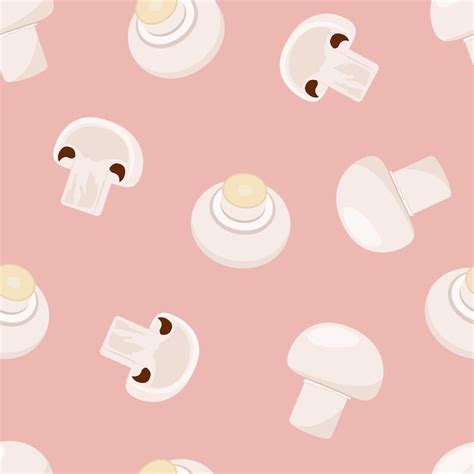 Premium Vector Champignon Mushrooms Vector Seamless Pattern