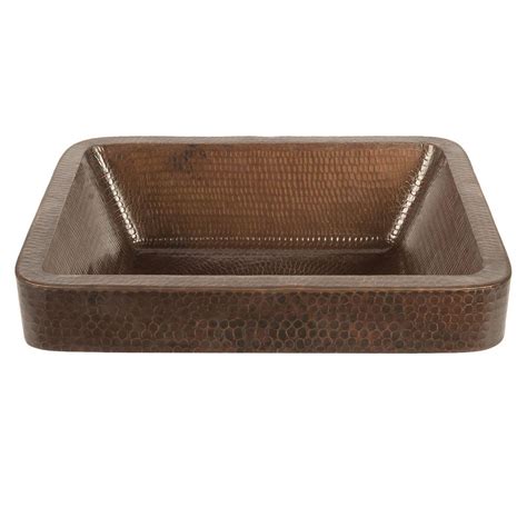 Premier Copper Products Rectangle Skirted Hammered Copper Vessel Sink In Oil Rubbed Bronze