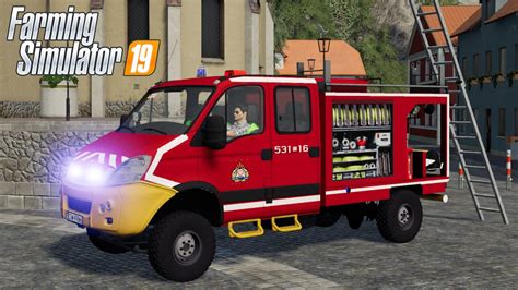 FS19 IVECO Daily FireDept With LONG LADDER Car Mod For Farming