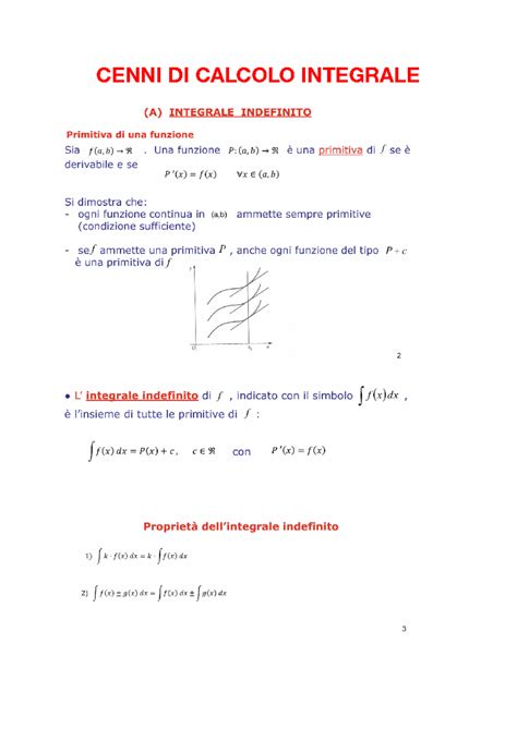 FORMULE Cenni DI Calcolo Integrale Matematica Generale CENNI DI